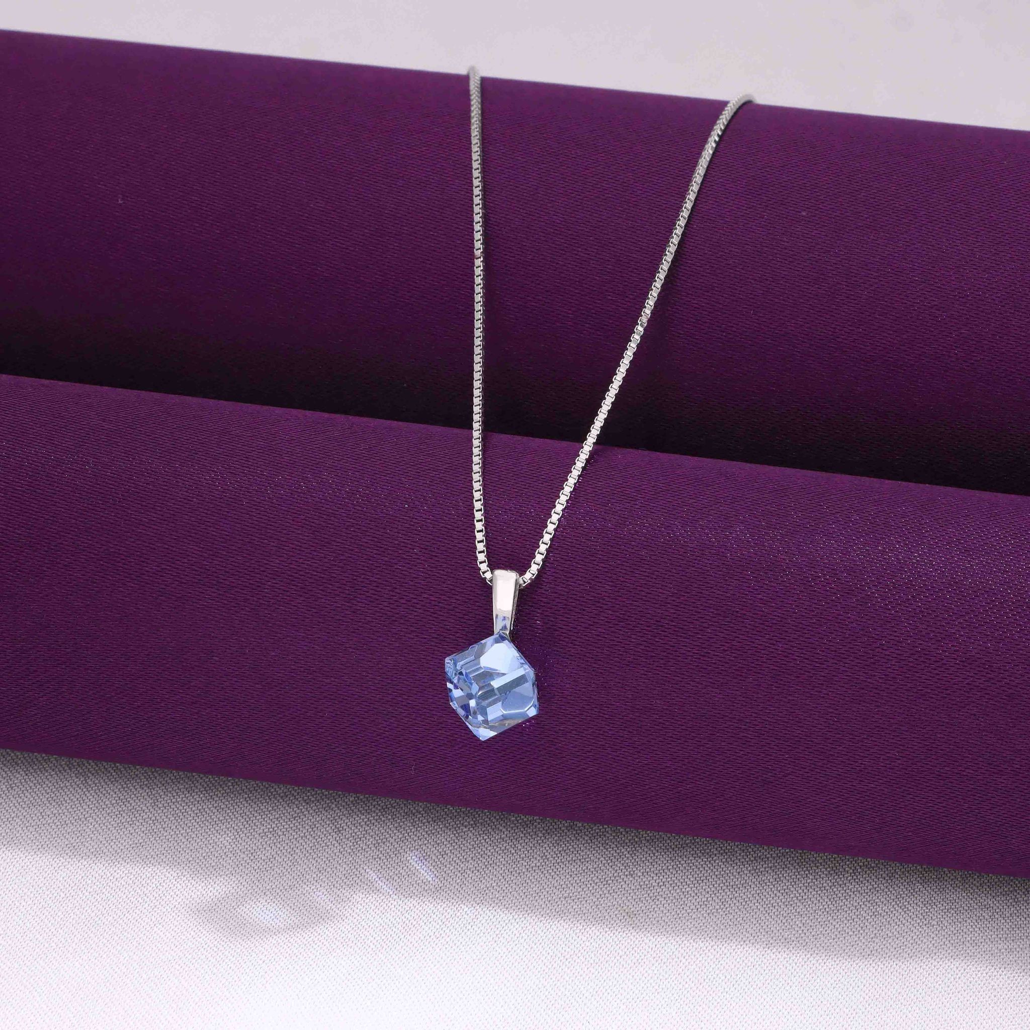 Shiny Blue Crystal Casual Silver Necklace-Blue Stone / Silver