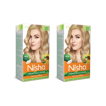 Nisha Creme Hair Color, Permanent Hair Colour Ultra Blonde, Silky & Shiny 100% Grey Coverage & Ammonia Free Color With Natural Henna Extract, 60G+60Ml Nisha Creme Hair Color, Permanent Hair Colour Ultra Blonde, Silky & Shiny 100% Grey Coverage & Ammonia 