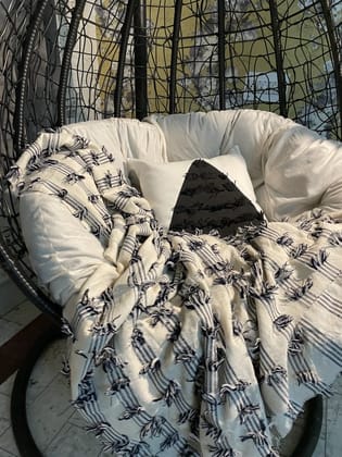 KRI India Distressed Triangle Cushion Cover 16x16"| Black triangle | Wash & Care | 100% Cotton | Handcrafted in India. 100% organic & natural.