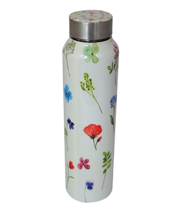 Floral Print Handcrafted Eco-Friendly Meenakari Steel Bottle(1L)-Green Floral