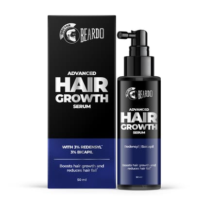 BEARDO Dr. Advanced Hair Growth Serum For Men, 50 Ml| Contains 3% Redensyl, 3% Baicapil, Rosemary | Stimulates Hair Growth, Increase Hair Density & Thickens Hair | Lightweight And Non-Sticky BEARDO Dr. Advanced Hair Growth Serum For Men, 50 Ml| Contains 