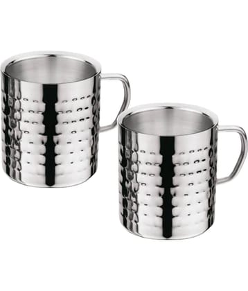 NSVL Geometric Stainless Steel Coffee Cup 210 ml ( Pack of 2 )