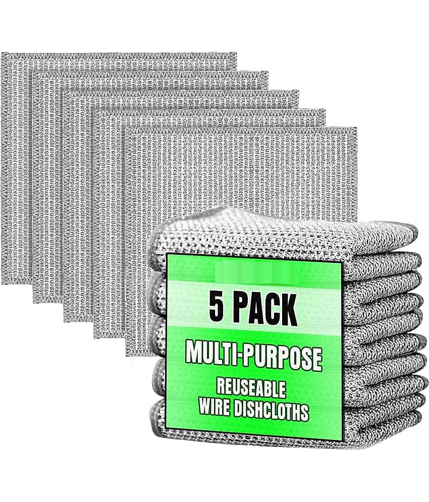 Bhavyta Wire Dishwashing Rags for Wet and Dry Dishwash Bar Non Scratch Scrubbing Pads 50 g Pack of 5