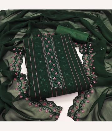 Rangtulika Ethnics Unstitched Georgette Applique Dress Material - Green ( Pack of 1 )