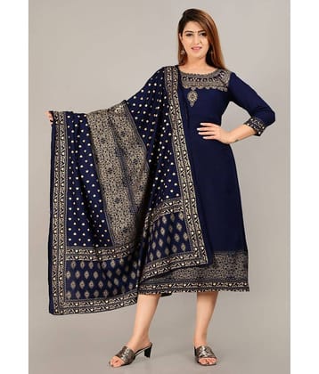 Aurelisa - Blue Rayon Women's Flared Kurti ( Pack of 1 )