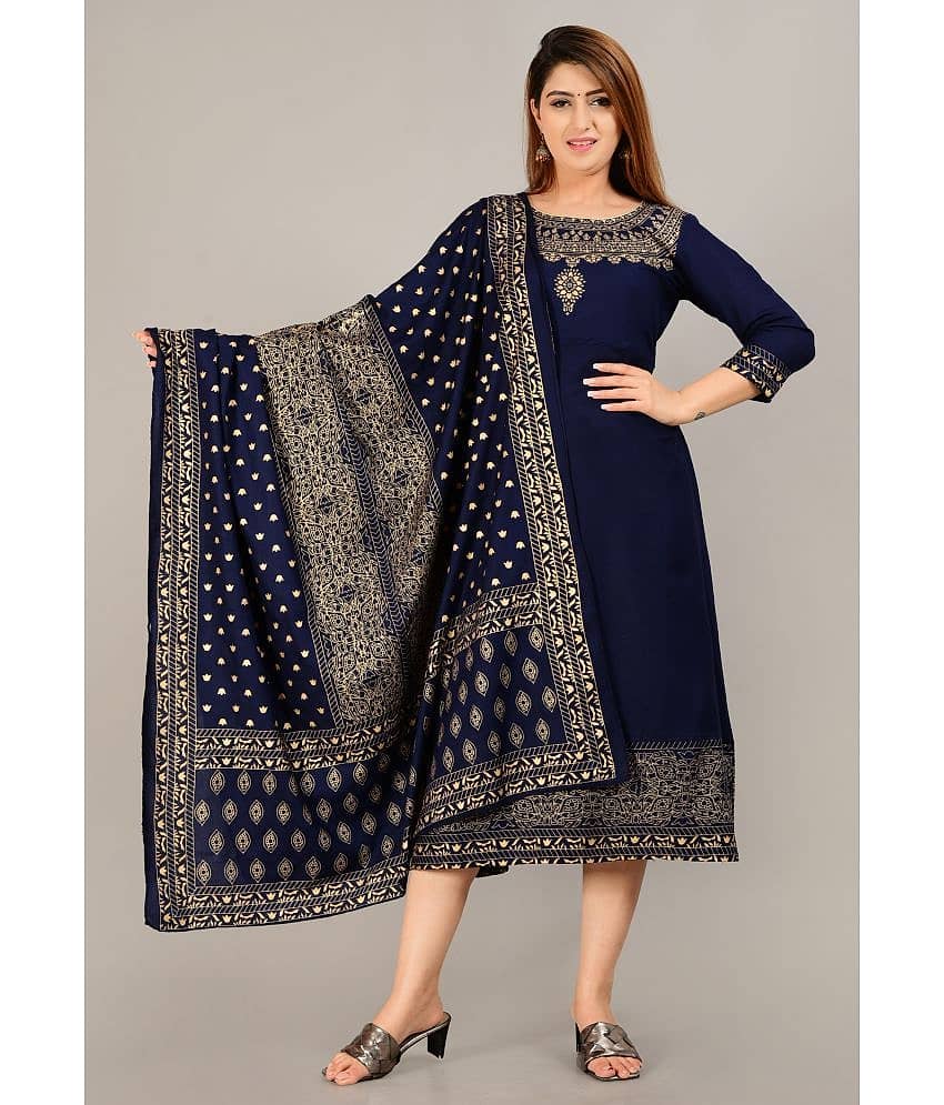 Aurelisa - Blue Rayon Women's Flared Kurti ( Pack of 1 )