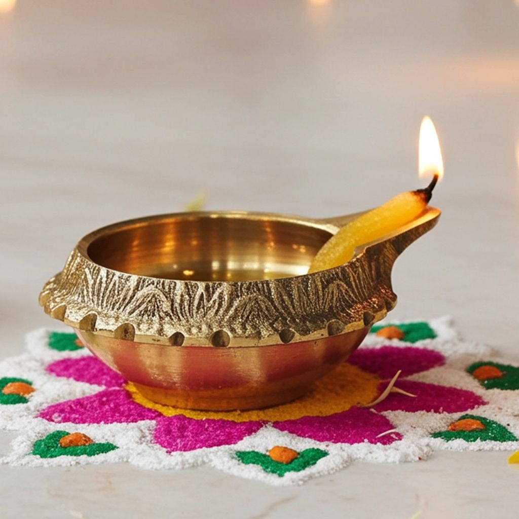 Brass Table Decor Oil Lamp Kuber Deepak  - Traditional Puja Diya for Wealth & Fortune, Height : 1.2 Inch (ZMAS140 D)