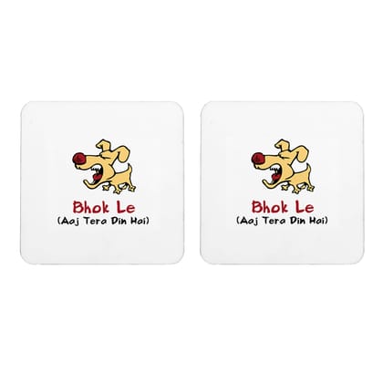 Multicolor Bhok Le Set Of 2 Square Wooden Coaster