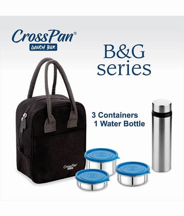 CrossPan B&G Lunch Bag with SS Bottle Stainless Steel Lunch Box 3 - Container ( Pack of 1 )