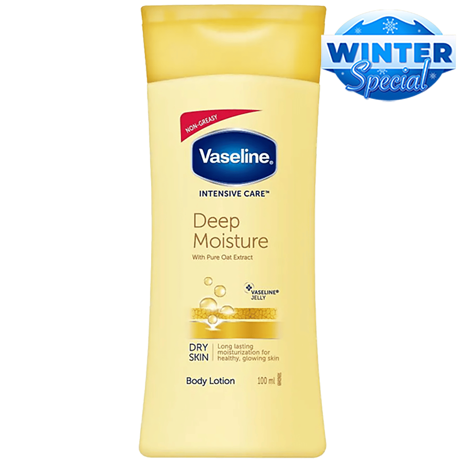 Vaseline Intensive Care Deep Moisture Body Lotion - Dry Skin, With Pure Oat Extract, Long Lasting Moisturisation, 100 Ml