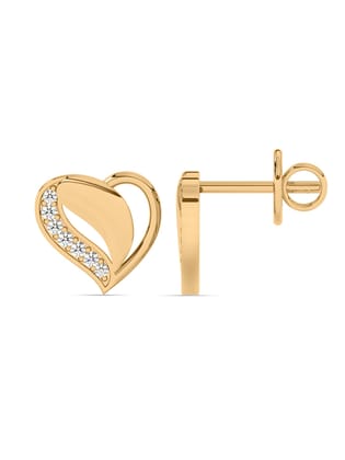 Lab Grown Romance Heart Diamond Earrings In Gold-9K / Yellow Gold