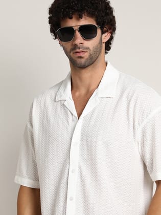 Zigzag-Helix Resort Oversized Shirt-S