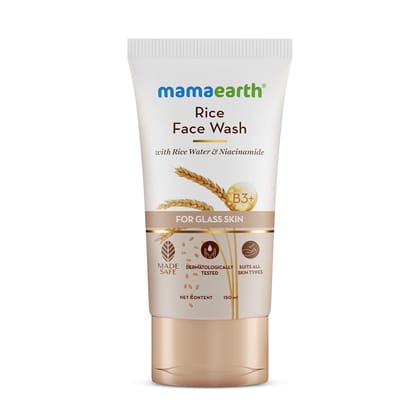 Mamaearth Rice Dewy Bright Face Wash With Rice Water & Niacinamide for Glass Skin | For Hydrated & Even skin Tone | Glowing & Brightening | Korean skin Care Product | For All skin Types | For Men & Women | 150 ml Mamaearth Rice Dewy Bright Face Wash With