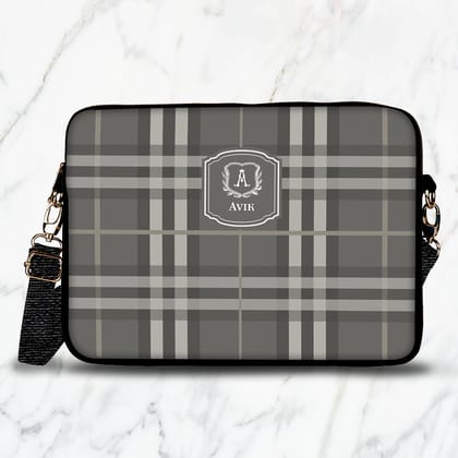 Plaid Laptop Bag-Beige / 13.3"