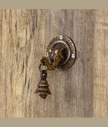 eCraftIndia Bronze Toned Lord Ganesha Antique Brass Wall Hanging with Bell