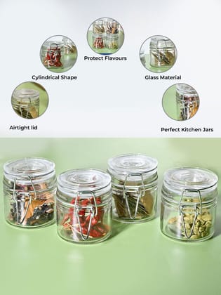 VON CASA Jar Set of 4 PCS 80ml - Transparent Glass Glossy Finish
