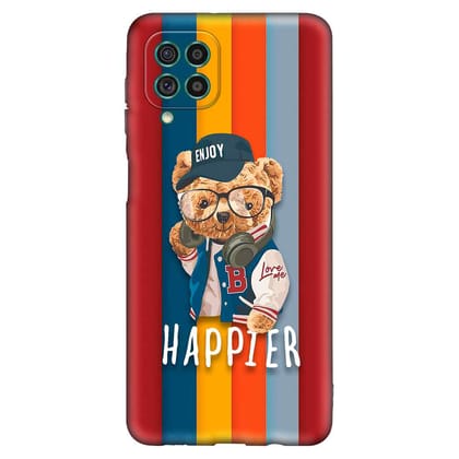 Enjoy Happier Samsung F62 Premium Embossed Mobile cover
