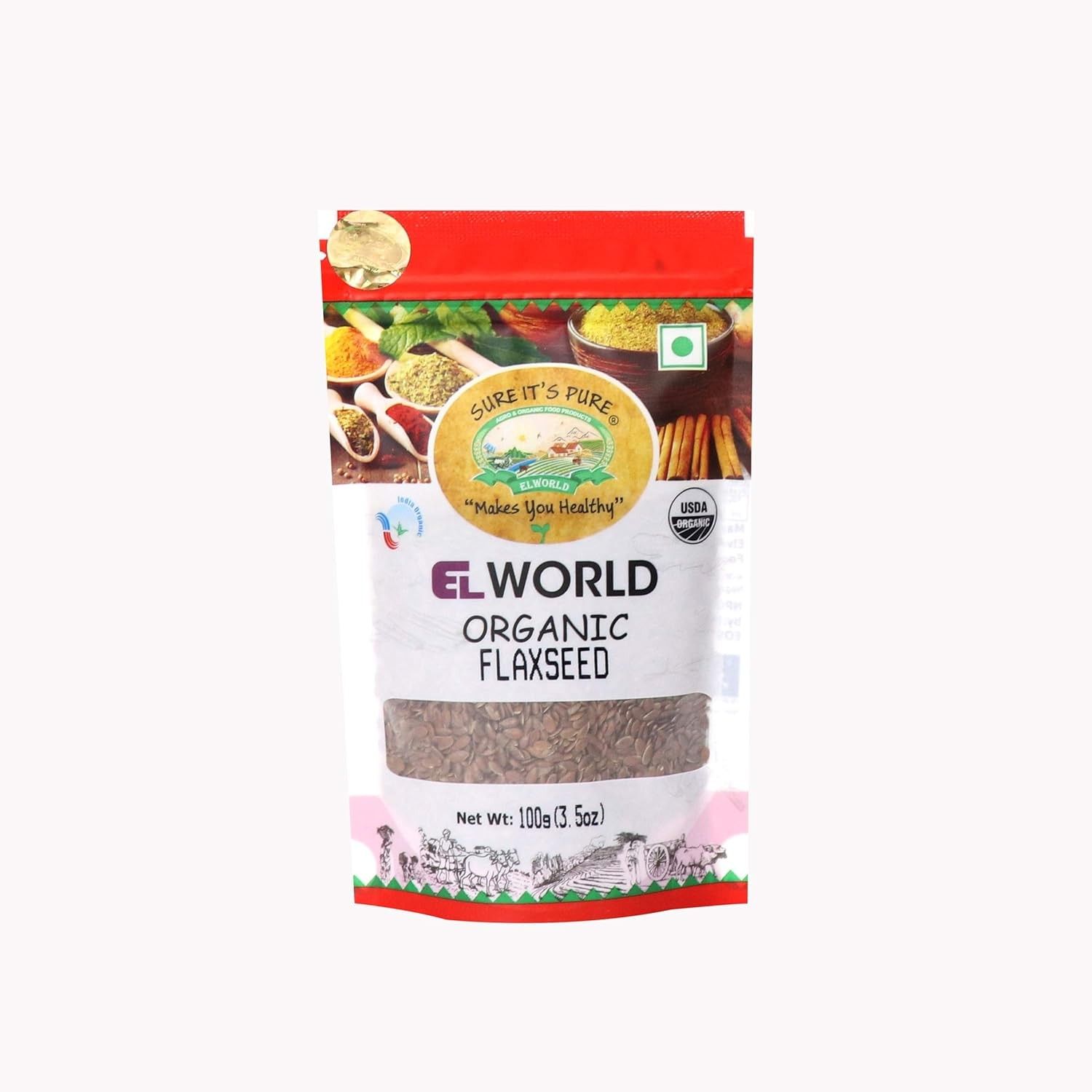 Elworld Agro & Organic Food Products Flaxseed (Alsi / Teesi) 100g