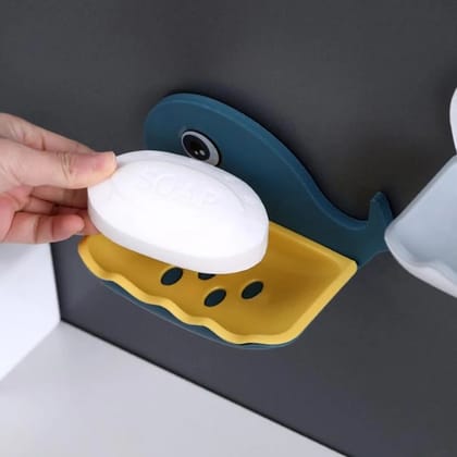 Fish Shape Double Layer Adhesive Waterproof Wall Mounted Soap Bar Holder Stand Rack for Bathroom Shower Wall