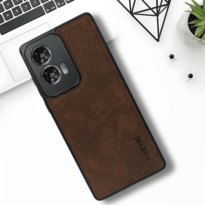 X-LEVEL Dark Brown Leather Case for Motorola Edge 50 Fusion