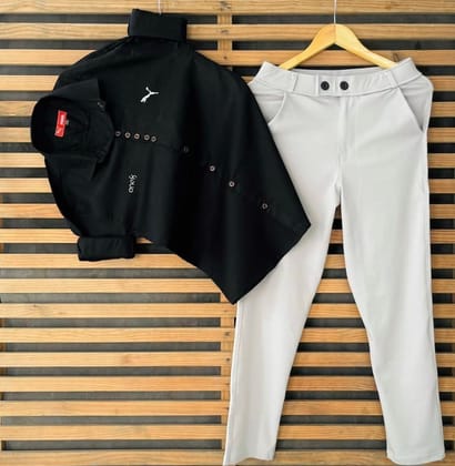 Puma Black Shirt & Beige Pant Combo Offer (Size -L40,32)