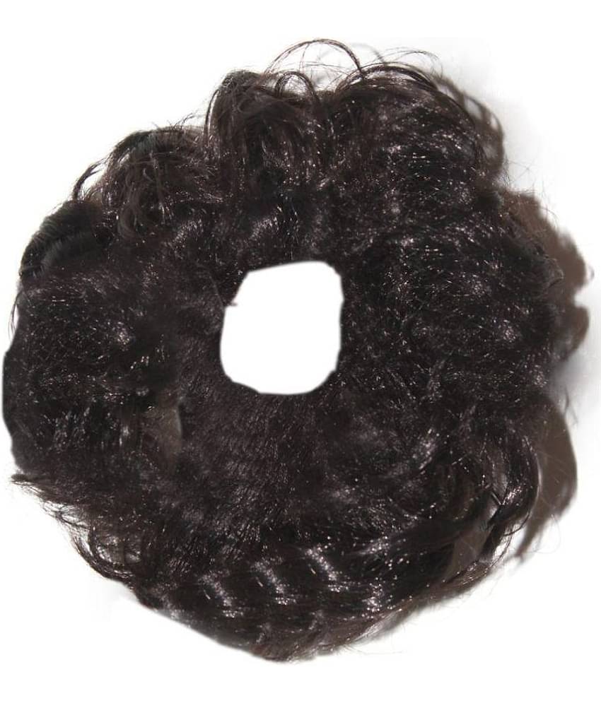 RITZKART NATURAL BLACK Women Curly Hair Bride rubber bun free size
