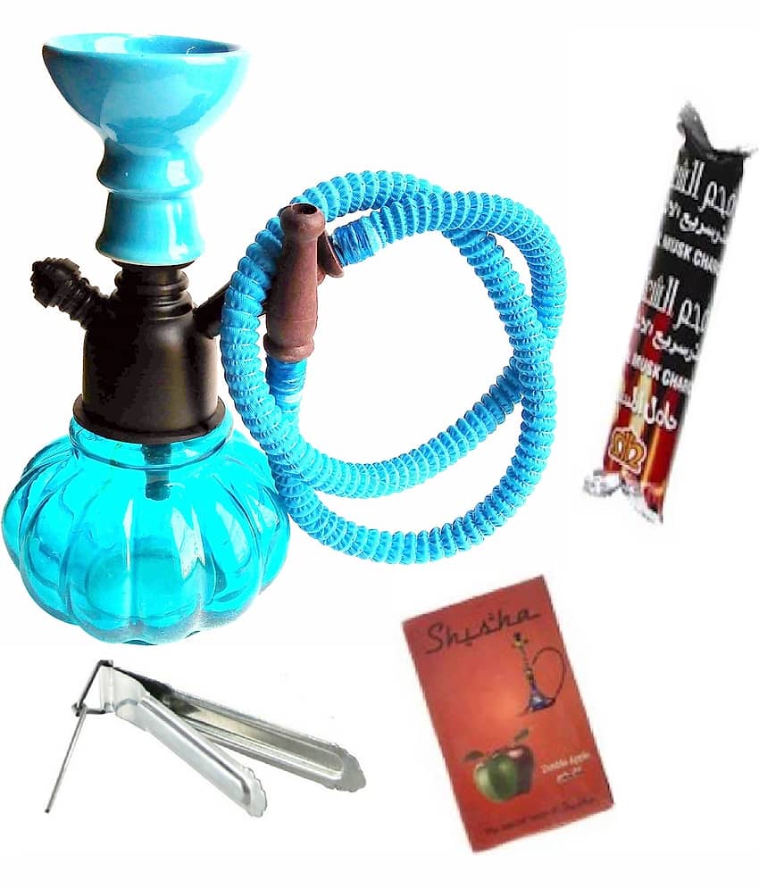 Metalmastery Blue 20 cm Glass Table Hookah - Pack of 1