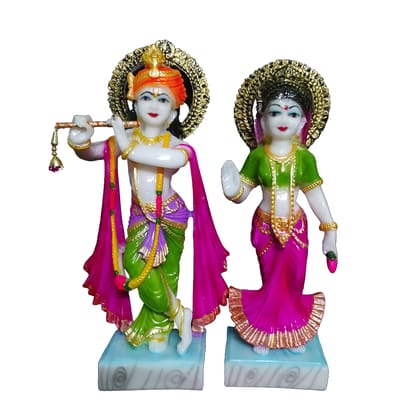 Standing Radha Krishan Marble Look Idol  , H-37 cm-Composite Marble
