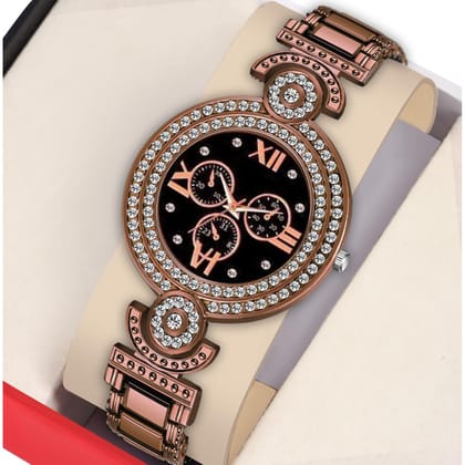 Bolun Black Meena Dial Brown BD Girls and Women Watch