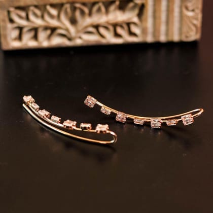 Rose Gold-Plated AD Contemporary Ear Cuffs