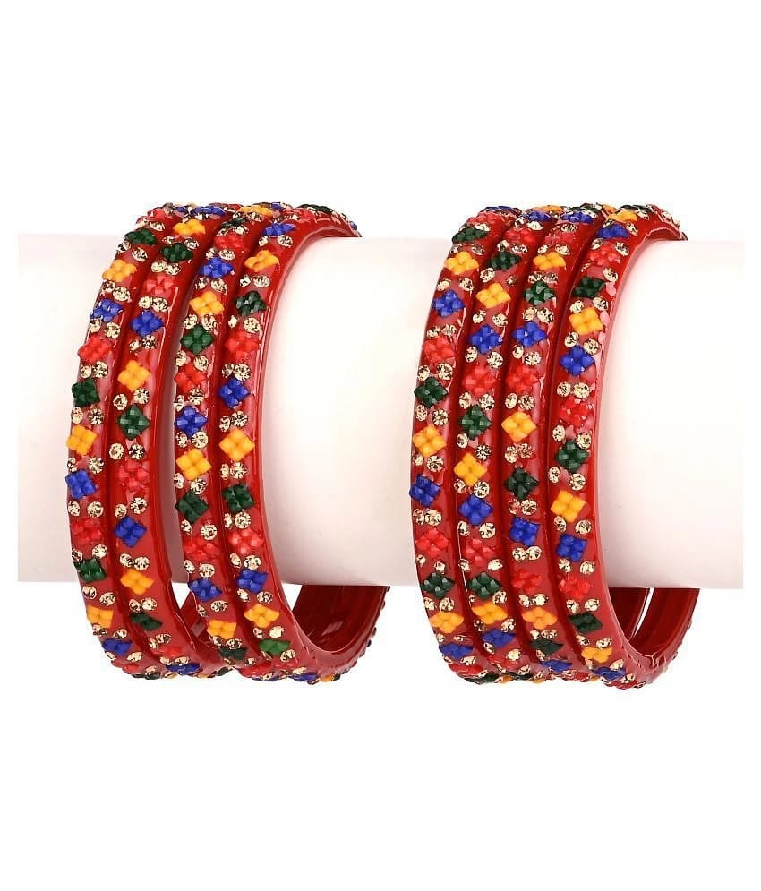 Somil - Red Bangle Set (Pack of 1) - None