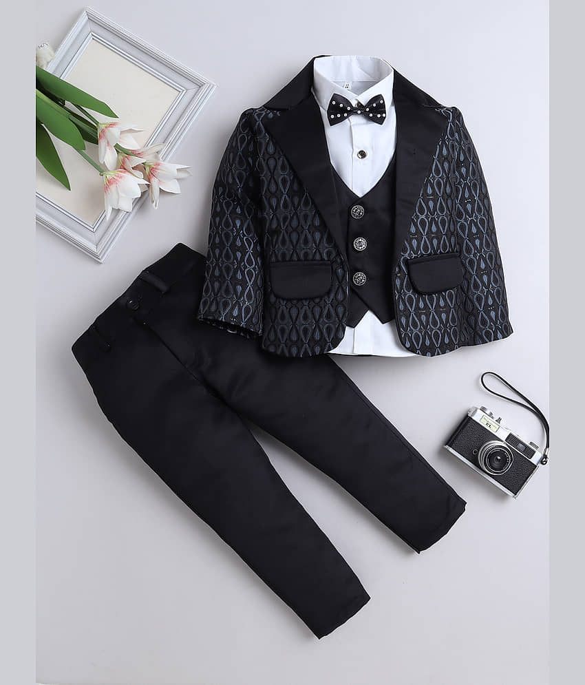Fourfolds Pack of 1 Boys Cotton Blend Shirt & Pants Set ( Grey )