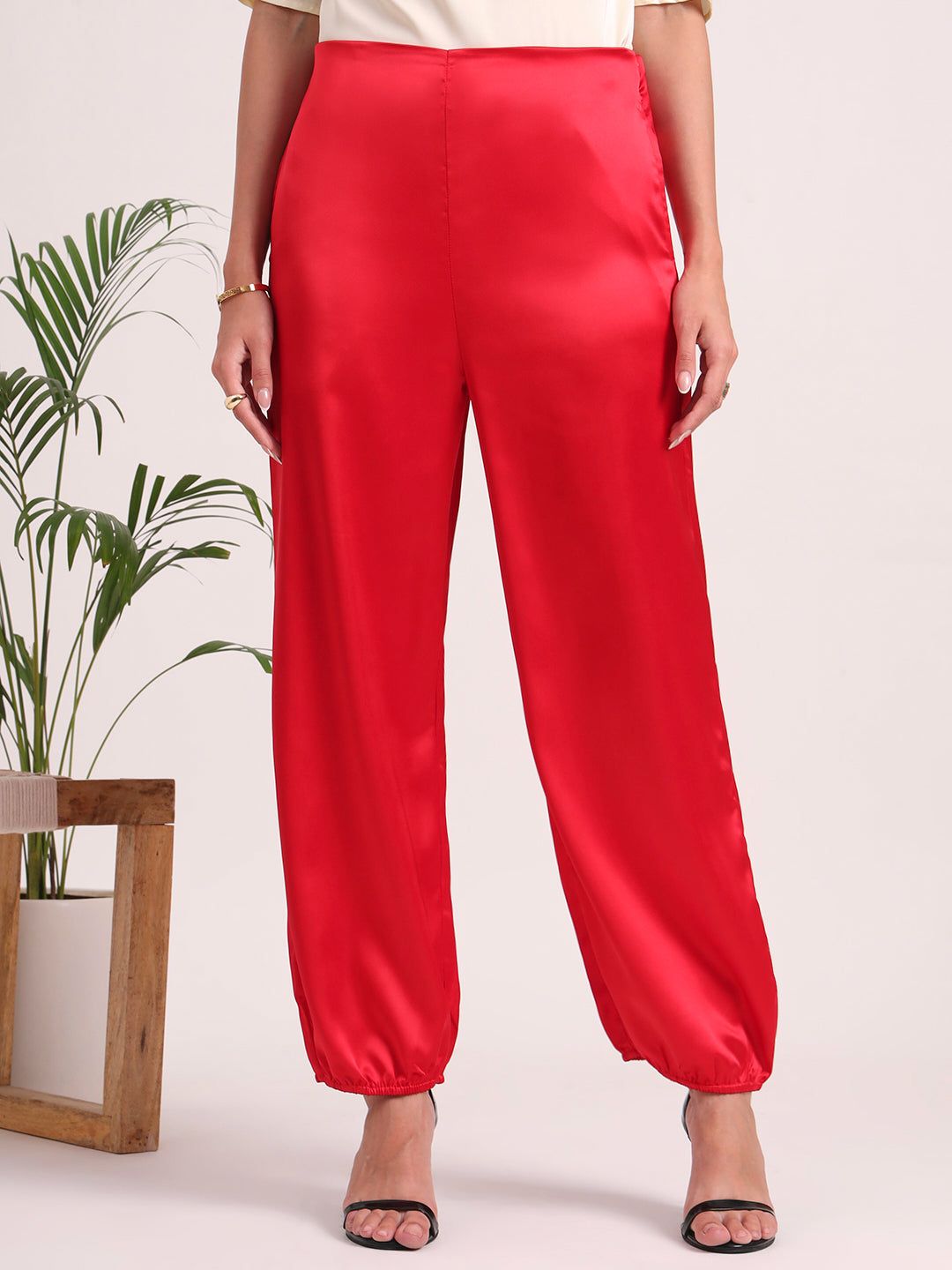 Women's European Satin Loose Fit Trouser-30