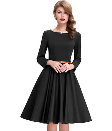 Dream Beauty Fashion Women Cotton Blend Fit & Flare Dress ( Black )