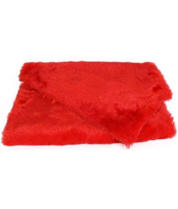 Fur Cloth Red Colour,  Size 40" x 34" , 2 Cms Hair Length Used For Dresses, Soft Toys Making,  Jackets Etc