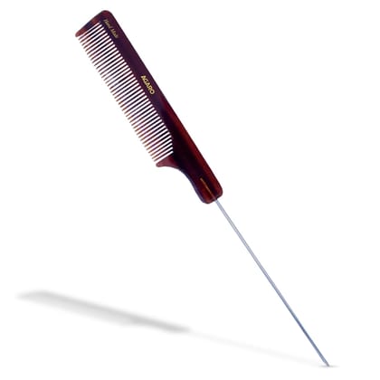 AGARO Hand Made Tail Hair Comb With Steel Pin, All Fine Tooth Dressing Comb, Smooth Rounded Teeth, Hair Styling, Grooming, Hair Brushing, Hair Dressing, Cellulose Acetate Comb, For Men & Women, HMC74, Brown. AGARO Hand Made Tail Hair Comb With Steel Pin,