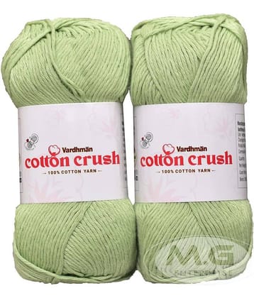 Vardhman Cotton Crush 8-ply Apple Green 200 GMS 100% Cotton Ball Hand Knitting Cotton/Art Craft Soft Fingering Crochet Hook Yarn, Needle Knitting Yarn Thread Dyed-EC Art-AFCE