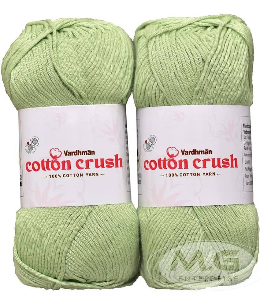 Vardhman Cotton Crush 8-ply Apple Green 200 GMS 100% Cotton Ball Hand Knitting Cotton/Art Craft Soft Fingering Crochet Hook Yarn, Needle Knitting Yarn Thread Dyed-EC Art-AFCE