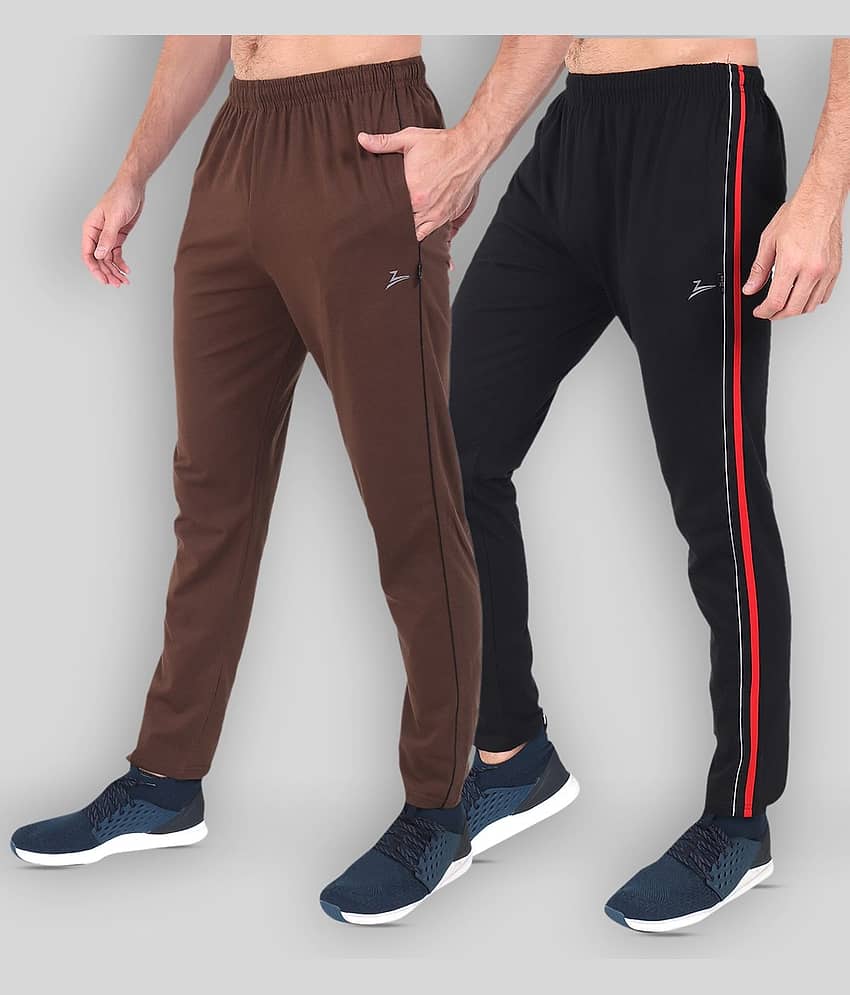 Zeffit - Brown Cotton Blend Men's Trackpants ( Pack of 2 )