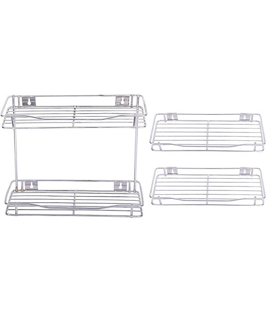JISUN - Silver Stainless Steel Storage Racks ( Pack of 3 )