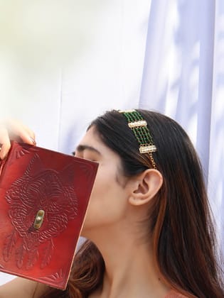 Zoya Kundan Headband-Green