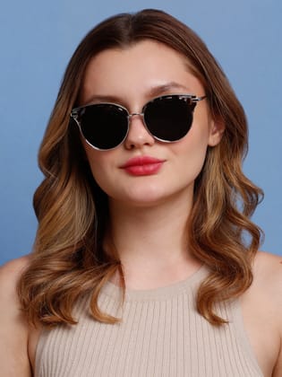 SUNNIES Large Full Frame Metal.Plastic Round Animal.Print Polarized Women Sunglasses-SNS-11701-C203