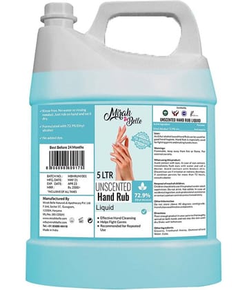 Mirah Belle Unscented - Hand Rub Sanitizer Liquid Can (5 Ltrs) Sanitizers 5000 mL Pack of 1