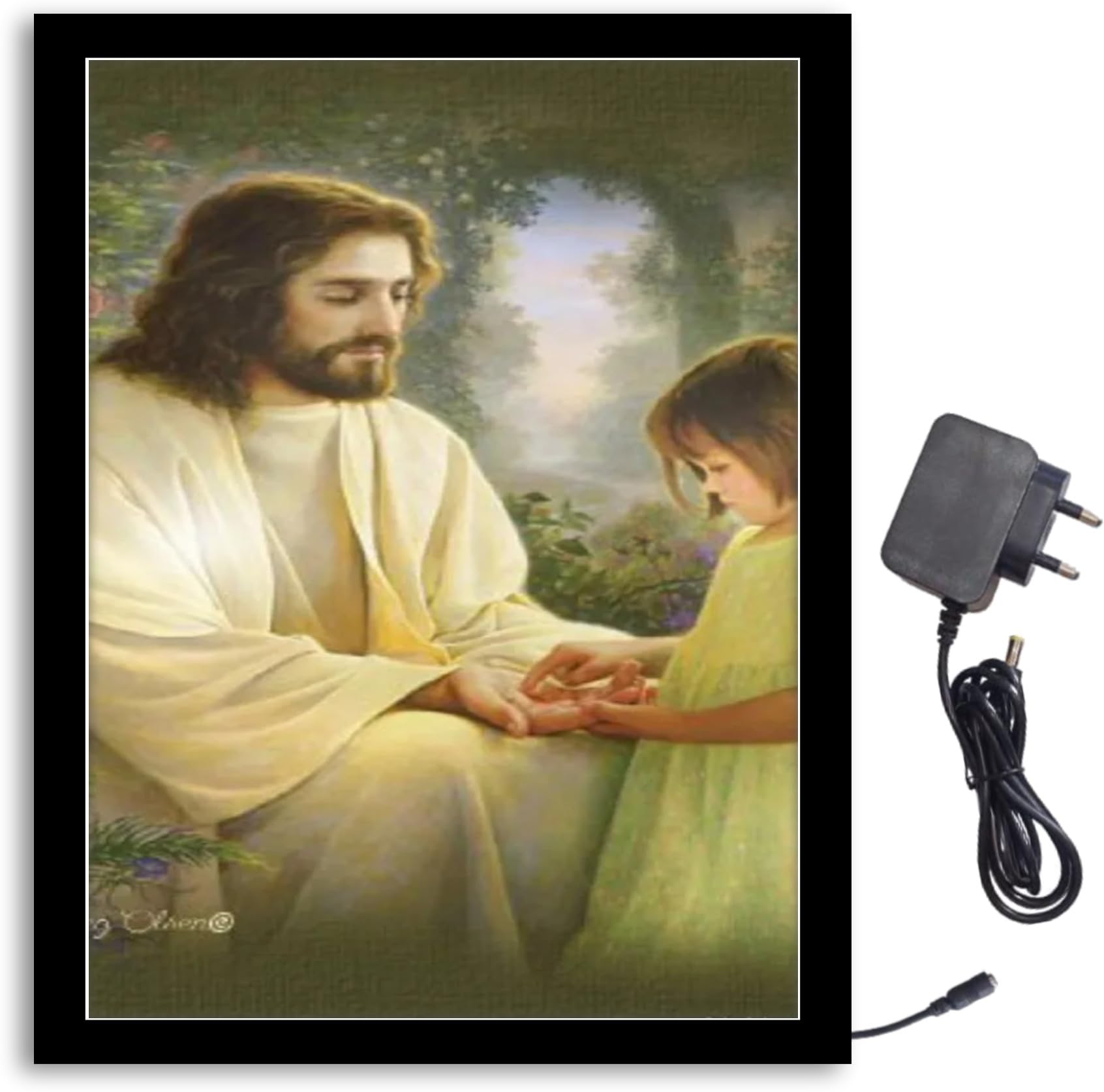 NOKKES Jesus God Light Photo Frame 8X10 inch Led Light photo Frame With Light Adaptor Led Light Photo Frame Black Color Photo Frame_AQW160