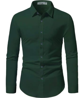 Vida Loca Cotton Blend Slim Fit Solids Full Sleeves Men's Casual Shirt - Green ( Pack of 1 )