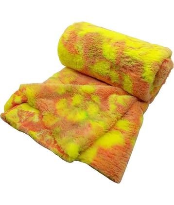PRANSUNITA Super Soft Rabbit Carpet Fur Cloth, Size 38" x 32", Hair Length 2 cm, Used for Dresses, Home Furnishing, Soft Toys Making, and Jackets Etc, Color - Yellow & Orange Shaded