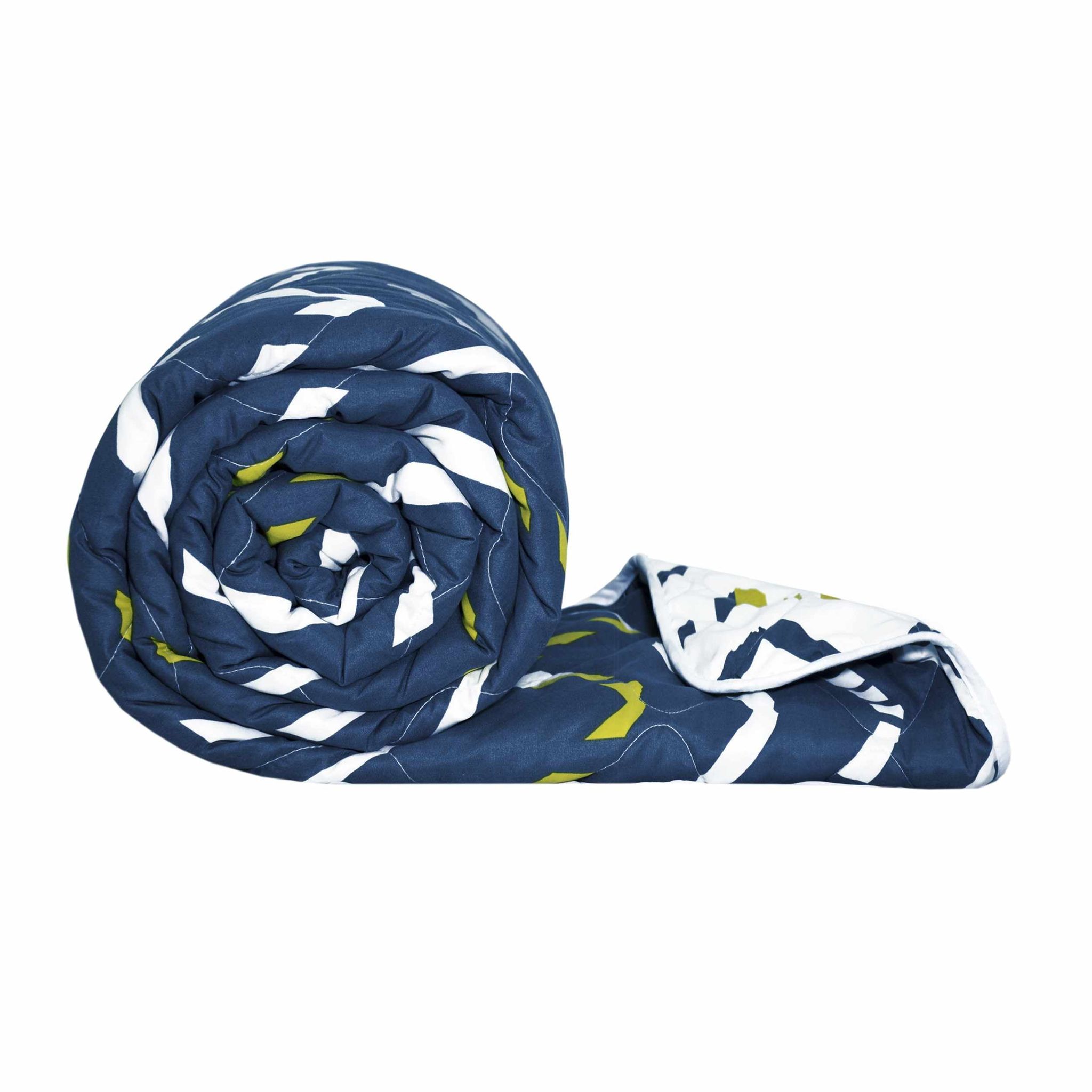 Blue Chevron Double Bed AC Quilt Comforter-Double / Blue And White / UL1151