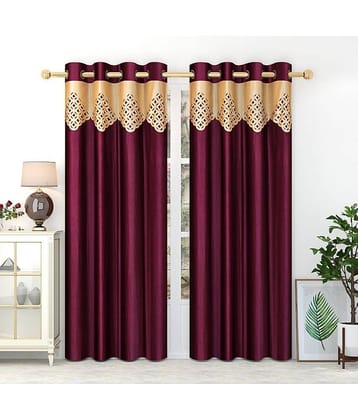Homefab India Solid Blackout Eyelet Long Door Curtain 9ft (Pack of 2) - Wine