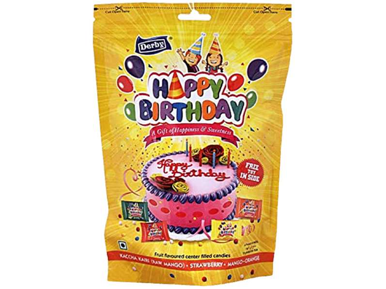 Derby Happy Birthday Candy Standy Pouch 50Pcs - Pack Of 70