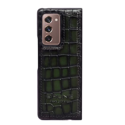 Samsung Galaxy Fold Series Green Croco Textured Leather Mobile Cover by Brune & Bareskin-Fold 3